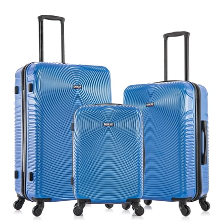 DUKAP Inception 3-Piece Hardside Luggage Sets with Spinner Wheels, Handle and Trolley, (20"/24"/28"), Blue