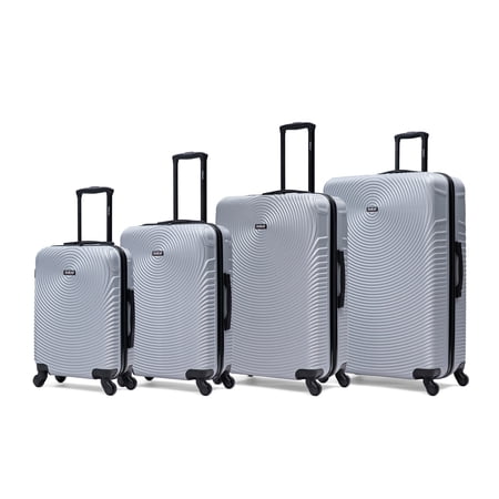 DUKAP Inception Lightweight Hardside Spinner 4 Piece Luggage Set 20"/24"/28"/32" Silver