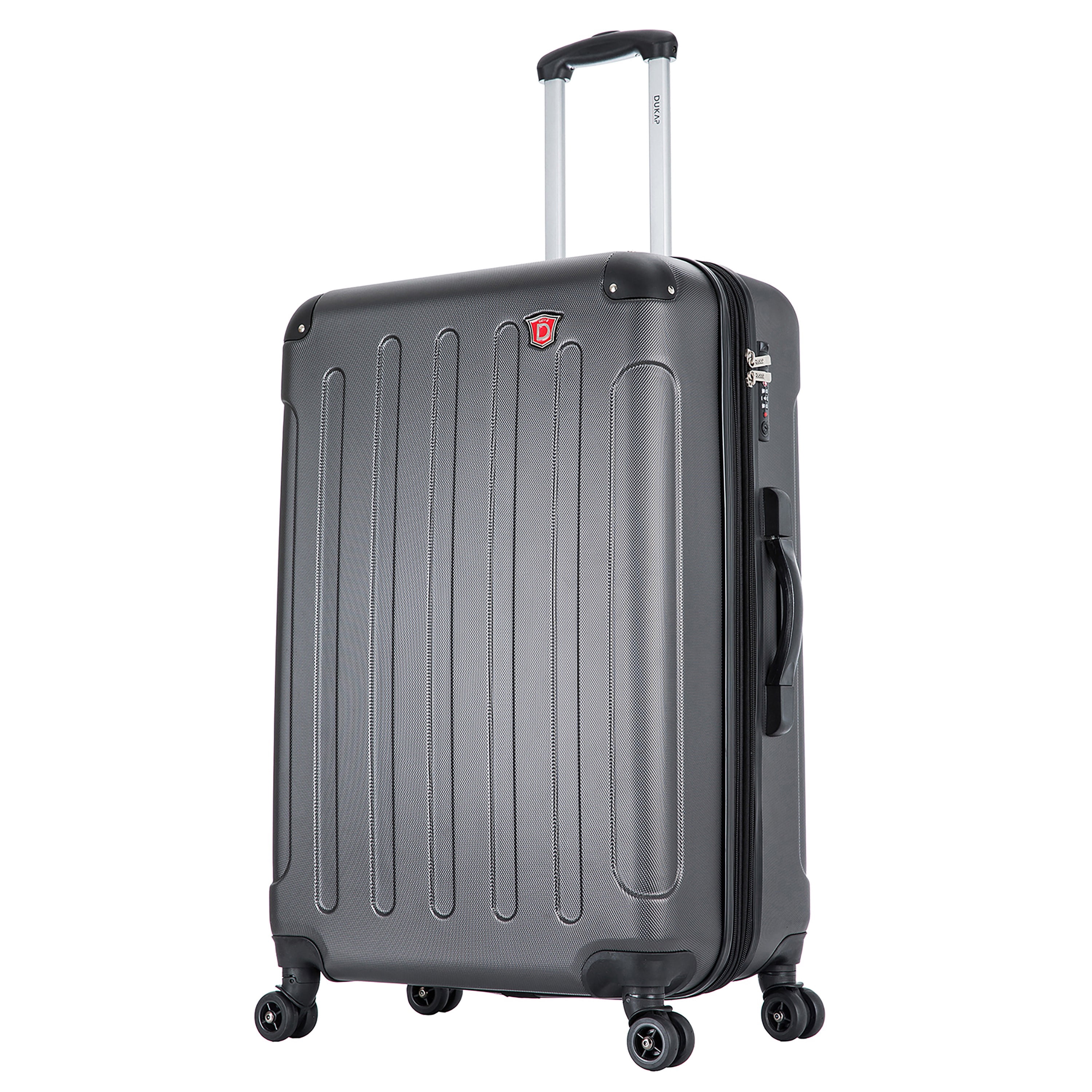 DUKAP Intely 28" Hardside Lightweight Luggage with Spinner Wheels and Integrated Weight Scale, Gray