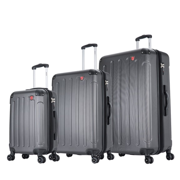 DUKAP Intely 3-Piece Smart Hardside Luggage Sets with USB Port and Integrated Weight Scale, (20"/28"/32"), Grey