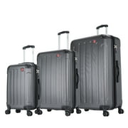DUKAP Intely 3-Piece Smart Hardside Luggage Sets with USB Port and Integrated Weight Scale, 20"/28"/32", Grey