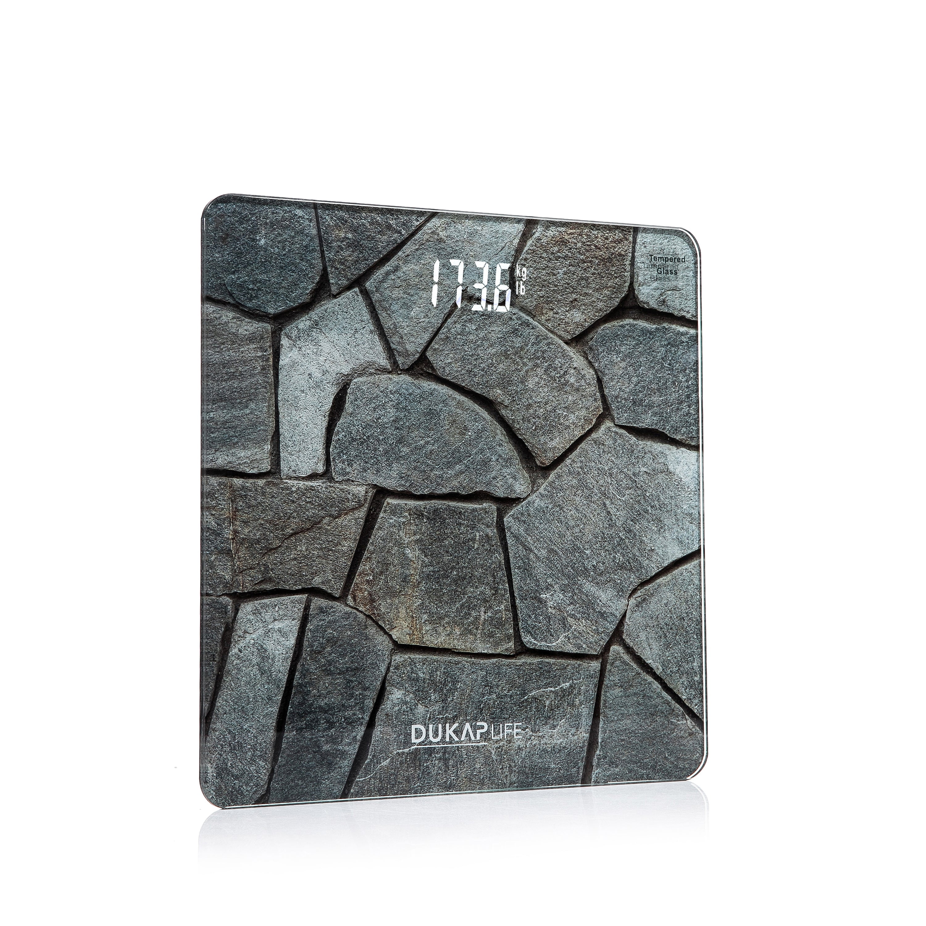 DUKAP LIFE Unique Digital Bathroom Body Weight Scale with Hidden LED Screen Display - Stone Design