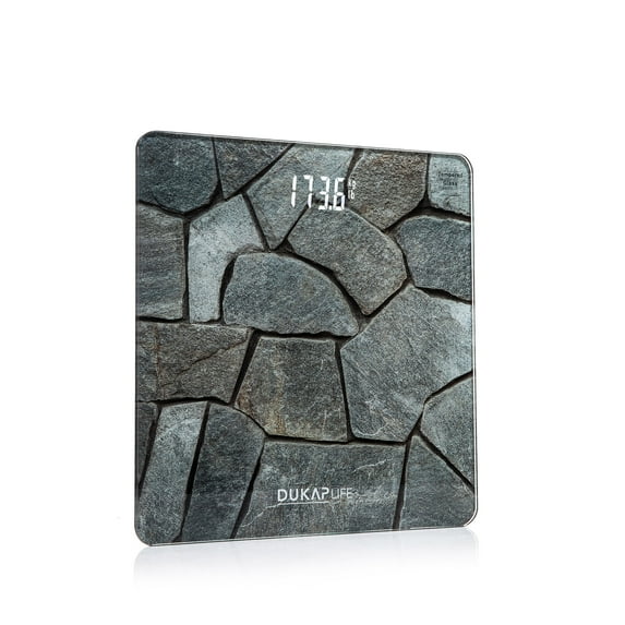 DUKAP LIFE Unique Digital Bathroom Body Weight Scale with Hidden LED Screen Display - Stone Design