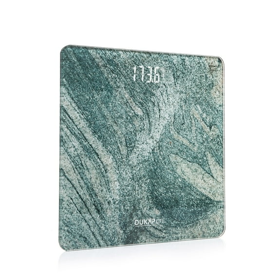DUKAP LIFE Unique Digital Bathroom Body Weight Scale with Hidden LED Screen Display - Turquoise Marble Design