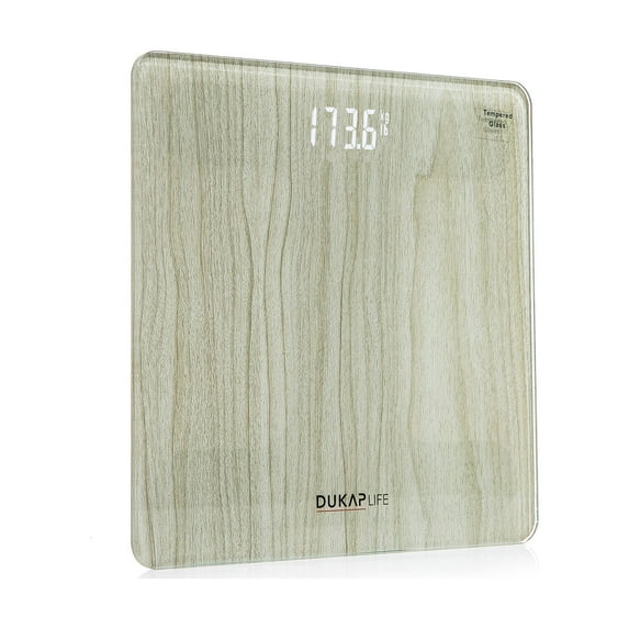 DUKAP LIFE Unique Digital Bathroom Body Weight Scale with Hidden LED Screen Display - Wood Print
