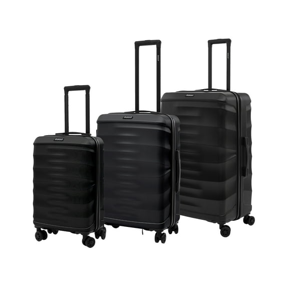 DUKAP RAV 3-Piece Hardside Luggage Sets with Spinner Wheels, Handle and Trolley, (20"/24"/28"), Black