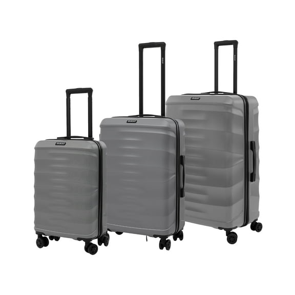 DUKAP RAV 3-Piece Hardside Luggage Sets with Spinner Wheels, Handle and Trolley, (20"/24"/28"), Silver