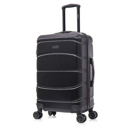 DUKAP SENSE 24" Hardside Lightweight Checked Luggage with Spinner Wheels, Handle and Trolley, Black
