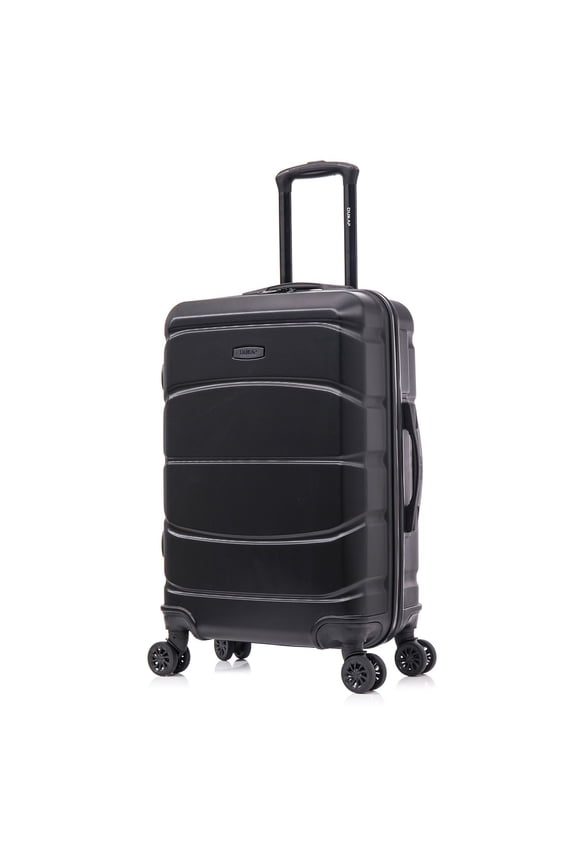 SENSE 24" Hardside Lightweight Checked Luggage with Spinner Wheels, Handle and Trolley, Black
