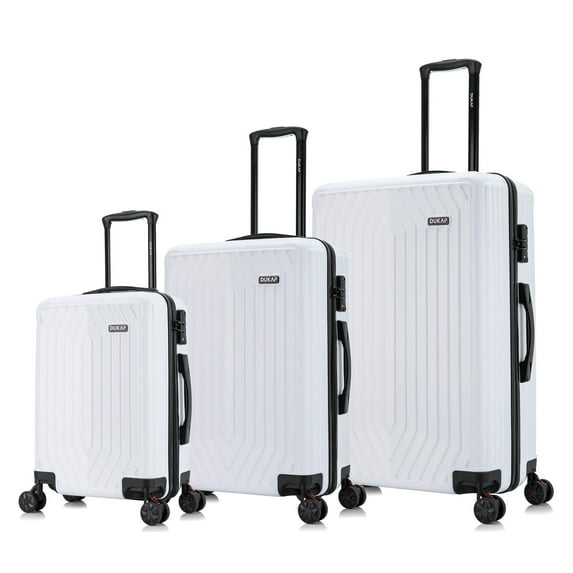 DUKAP Stratos 3-Piece Hardside Lightweight Luggage Sets with Wheels, Handle, Trolley, (20"/24"/28"), White