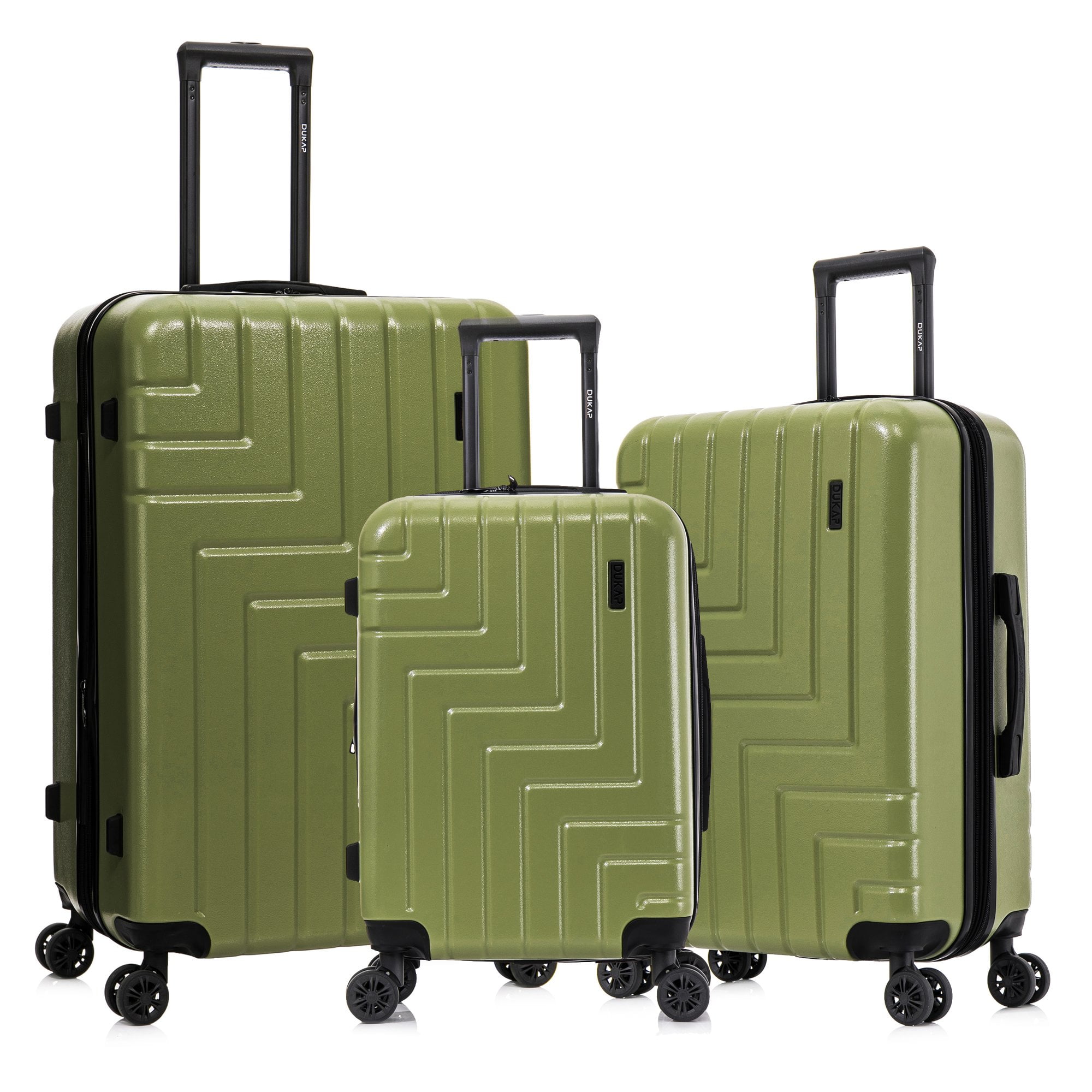 DUKAP ZAHAV 3-Piece Hardside Luggage Sets with Spinner Wheels, Handle and Trolley, (20"/24"/28"), Green