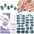 thumbnail image 1 of DUKASOU Semi Cured Gel Nail Srips, 28Pcs Blue Fireworks Finger Nail Stickers for Adults, Salon Manicure Full Nail Wraps UV Nail Polish Strips, 1 of 8