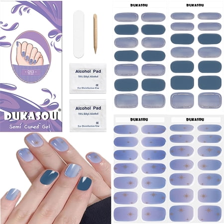 DUKASOU Gel Nail Stirps,56 pcs Nail Polish Art Stickers Wraps , Nail Stickers for Aldult,Easy to Apply Remove