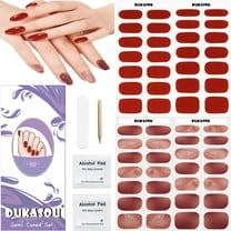 DUKASOU Gel Nail Stirps,56 pcs Nail Polish Art Stickers Wraps , Nail Stickers for Aldult,Easy to Apply Remove(Tomato red, Reddish brown)