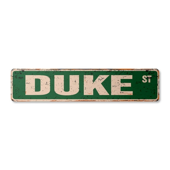 DUKE Vintage Plastic Street Sign Childrens Name Room Sign | Indoor/Outdoor |  30" Wide