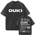 thumbnail image 1 of DUKI Men's Hip Hop Oversized Cotton Short sleeved T-shirt - Retro washed unisex short sleeved streetwear, 1 of 4