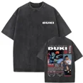 thumbnail image 1 of DUKI Men's Hip Hop Oversized Cotton Short sleeved T-shirt - Retro washed unisex short sleeved streetwear, 1 of 4