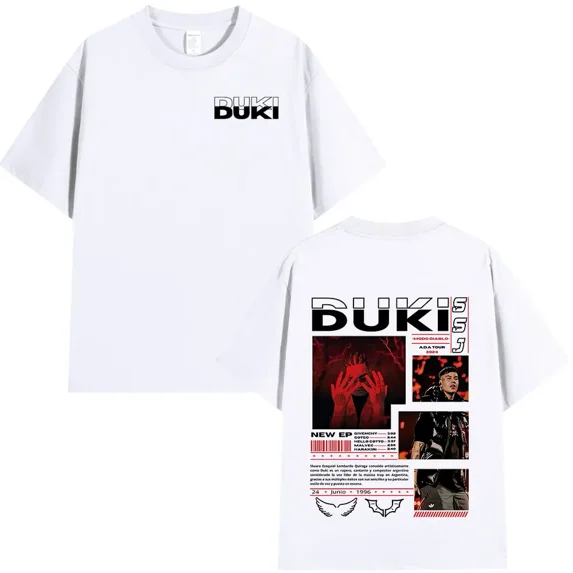 DUKI Unisex Cotton Oversized Hip Hop Streetwear Short Sleeve T-Shirt - Vintage Washed, Urban Fashion Top,XS,white