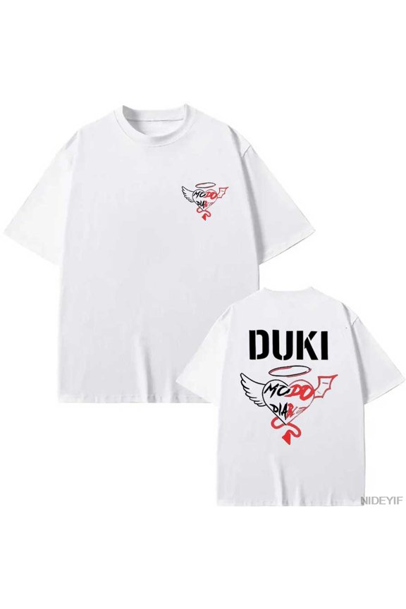 DUKI Unisex Oversized Hip Hop Graphic Short Sleeve T-Shirt - Streetwear