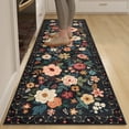thumbnail image 1 of DUKINO 2x6 Runner Rug for Hallway, Washable Kitchen Rug with Non Slip Backing, Low Pile Soft Boho Floral Runner for Kitchen, Hallway, Entryway, Laundry, Bedroom, Black, 1 of 7