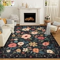 thumbnail image 1 of DUKINO 8x10 Area Rug, Floral Rugs for Living Room, Lightweight Non Slip Washable Rug, Indoor Low Pile & Non-Shedding Boho Design Rugs for Bedroom, Living Room, Dining Room, Black, 1 of 9