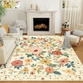 thumbnail image 1 of DUKINO 8x10 Area Rug, Floral Rugs for Living Room, Lightweight Non Slip Washable Rug, Indoor Low Pile & Non-Shedding Boho Design Rugs for Bedroom, Living Room, Dining Room, Beige Yellow, 1 of 8