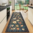 thumbnail image 1 of DUKINO Runner Rug, 2.6x8 Kitchen Rug for Hallway with Non Slip Backing, Washable Low Pile Soft Boho Floral Runner Carpet for Hallway, Kitchen, Entryway, Laundry, Bedroom, Dark Blue, 1 of 7