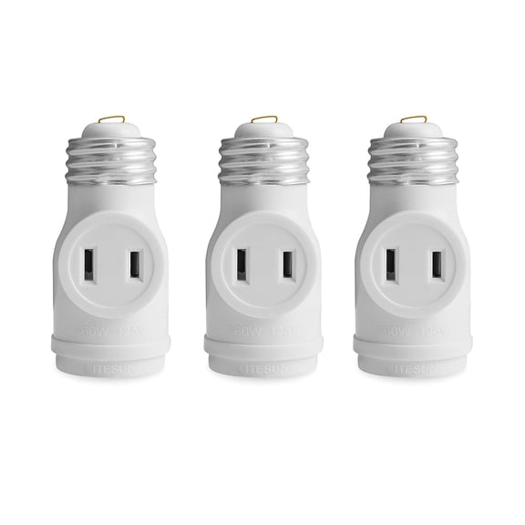 DUKOU 2 Outlet Light Socket to Plug Adapter,Electrical Screw in Light Bulb Socket Outlet Adapter,Lamp Holder,Dual Polarized E26 Etl,Light Socket Outlet Adapter White (3Pack)