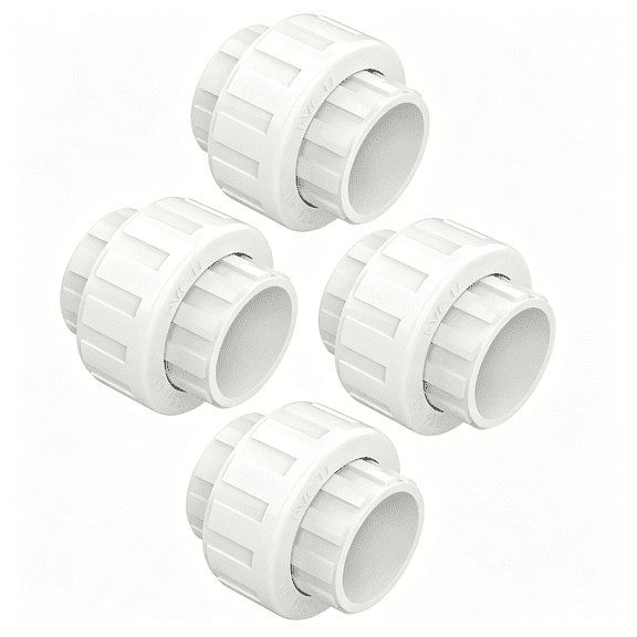DUKOU 4Pcs 3/4"Pvc Union Coupling Pipe Fitting,Slip Joint Adapter Pvc Connectors(Socketxsocket),Built-In Epdm O-Ring,Schedule 40,Ideal for Pool Pump,Irrigation Systems,Plumbing,Diy Projects