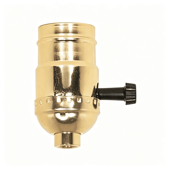 DUKOU Brass Light Socket - Plated - 3-Terminal - 2 Circuit - Turn Knob - Medium Base Socket - 1/8 Ips - Brass Light Socket