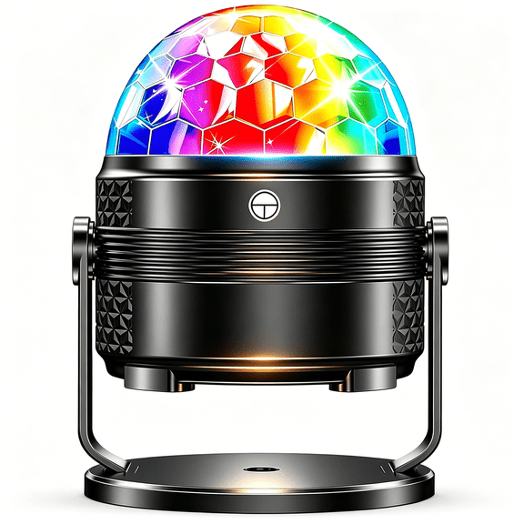 DUKOU Portable Disco Light, Sound Activated, 15 Colorful Effects, Usb Cable, Perfect for Home Karaoke, Indoor Party, Small Stage, Birthday & Holiday Fun