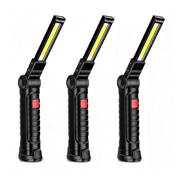 DUKOU Rechargeable Led Work Light with Magnetic Base,Usb 360 Rotating Magnetic Light,5 Mode Mechanic Flashlight for Car Repair,Emergencies,Tight Areas (3 Pack)
