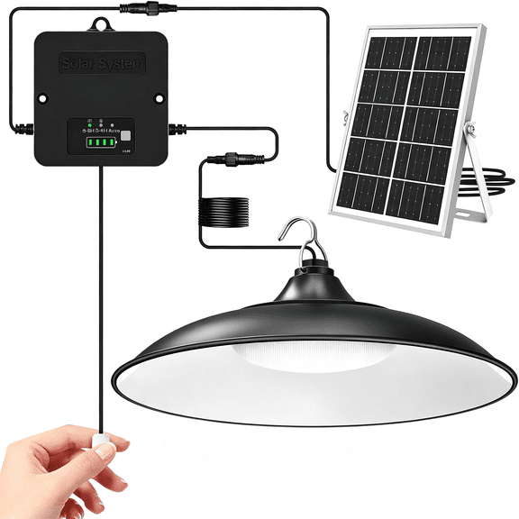 DUKOU Solar Shed Light Indoor Outdoor,2000Lm Daytime Available Pendant Light with Pull String,Dusk to Dawn,3 Lighting Modes Solar Lights Indoor,Ip65 Waterproof for Barn,Gazebo,Shop,Garage