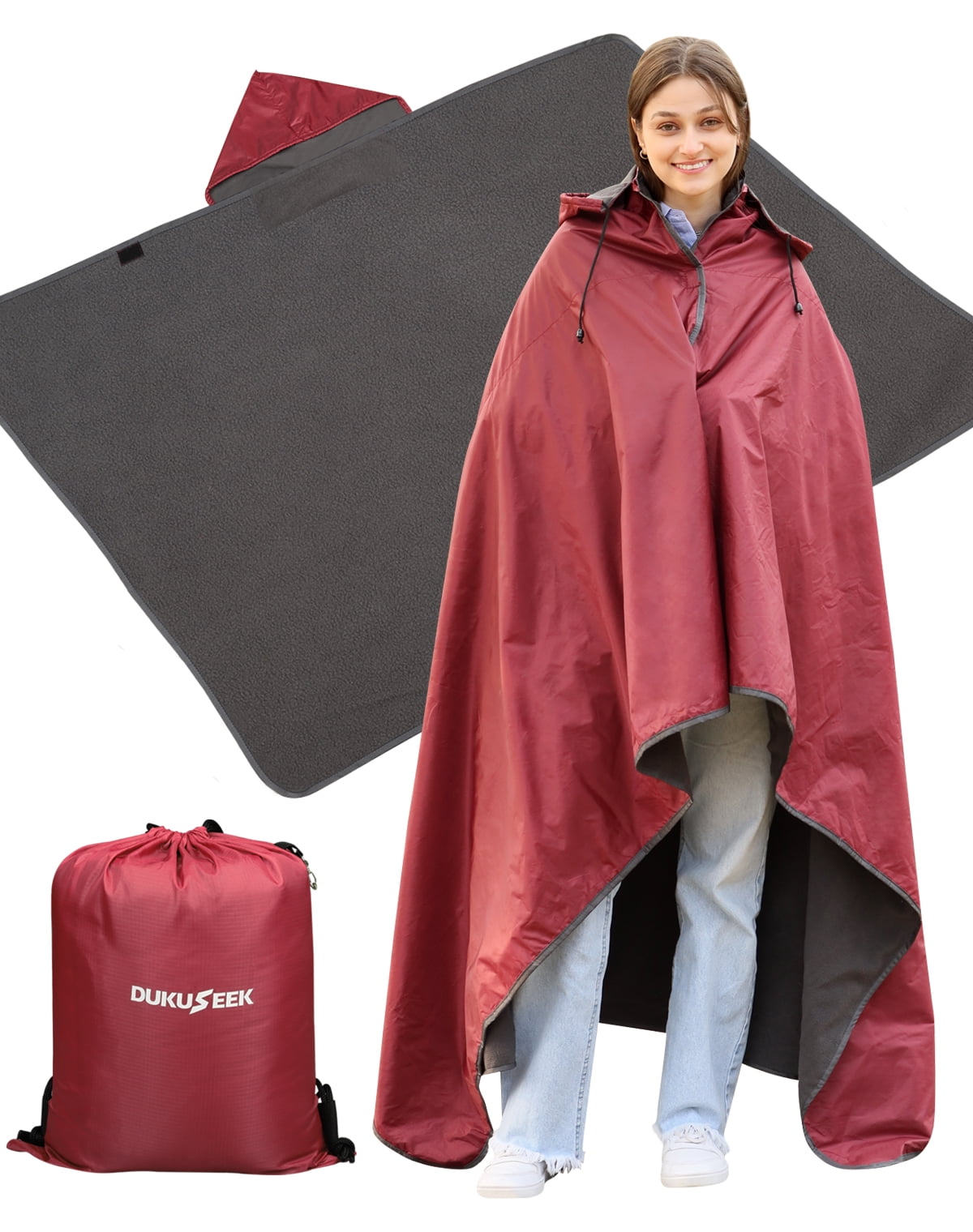 Poncho Waterproof Stadium Blanket With Hood Dukuseek Outdoor