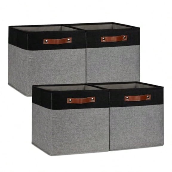 DULLEMELO 12x12 Storage Cubes Collapsible Sturdy Cube Storage Bins With Handles for Organizing Fabric Storage Cubes Baskets for Shees Nursery Closet Home Organization and Storage BlackGrey