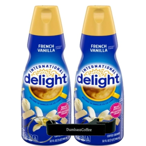 International Delight Liquid Coffee Creamer  Two (2) 32 fl oz Bottles (French Vanilla)  Includes Keychain