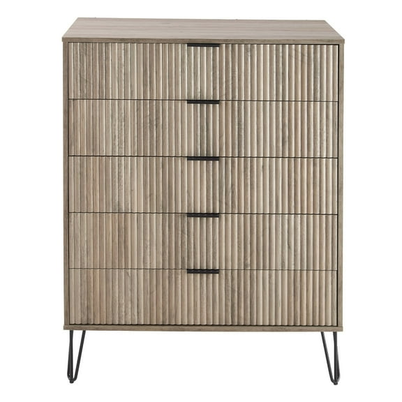DUMBO 5-Drawer Tall Dresser from Engineered Wood in Gray