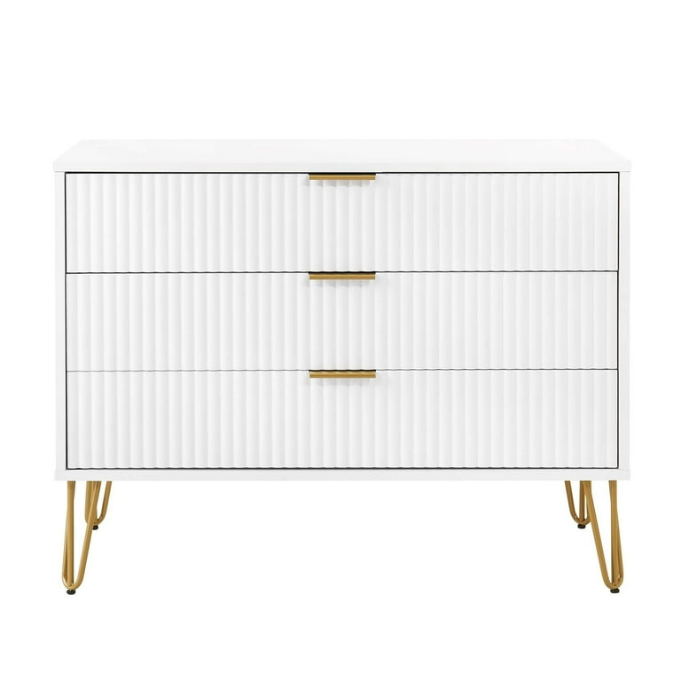 Manhattan Comfort DUMBO Modern 5-Drawer Tall Dresser in White and Grey Manhattan Comfort DUMBO Modern 5-Drawer Tall Dresser in White and Grey