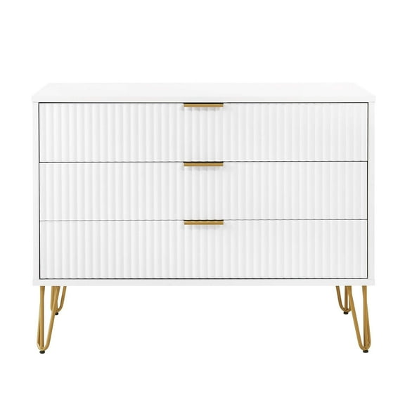DUMBO Modern Engineered Wood Dresser with 3-Drawers in White