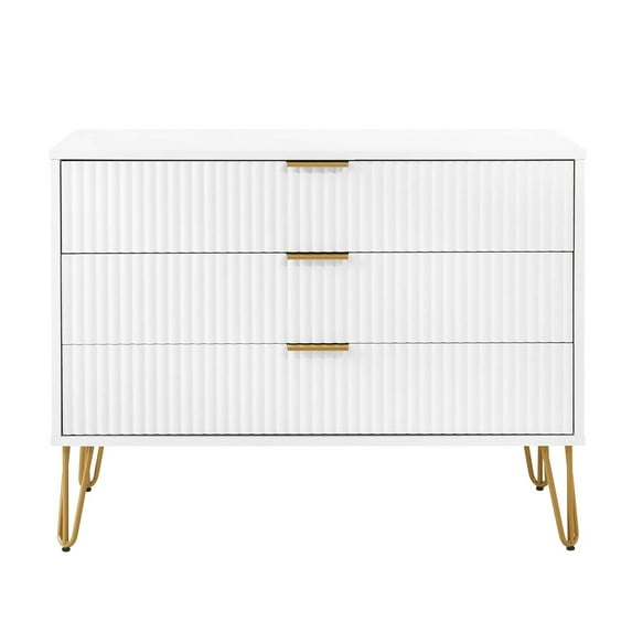 DUMBO Modern Engineered Wood Dresser with 3-Drawers in White