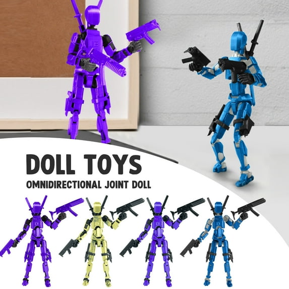 DUMMY 13 3D Printed Articulated Doll,5.31in Multi-Jointed Movable Robot with Multi-Color Options for Desktop Decor, Collection, and Easter Gifts,4PCS