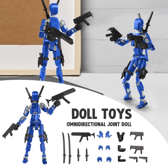 DUMMY 13 3D Printed Articulated Doll,Multi-Jointed Movable Robot with Multi-Color Options for Desktop Decor, Collection, and Festival Gifts - Sky Blue