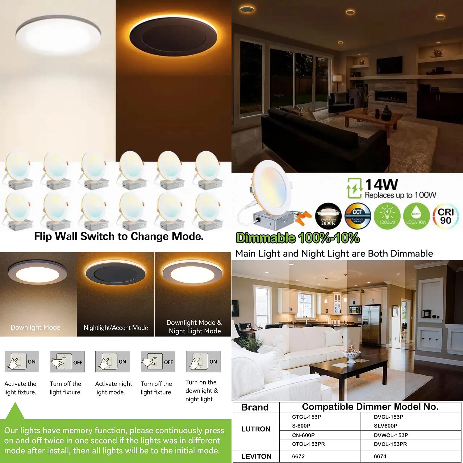 DUMNGWH Dropshipping LED Recessed Ceiling Light Night Light Ultra Slim