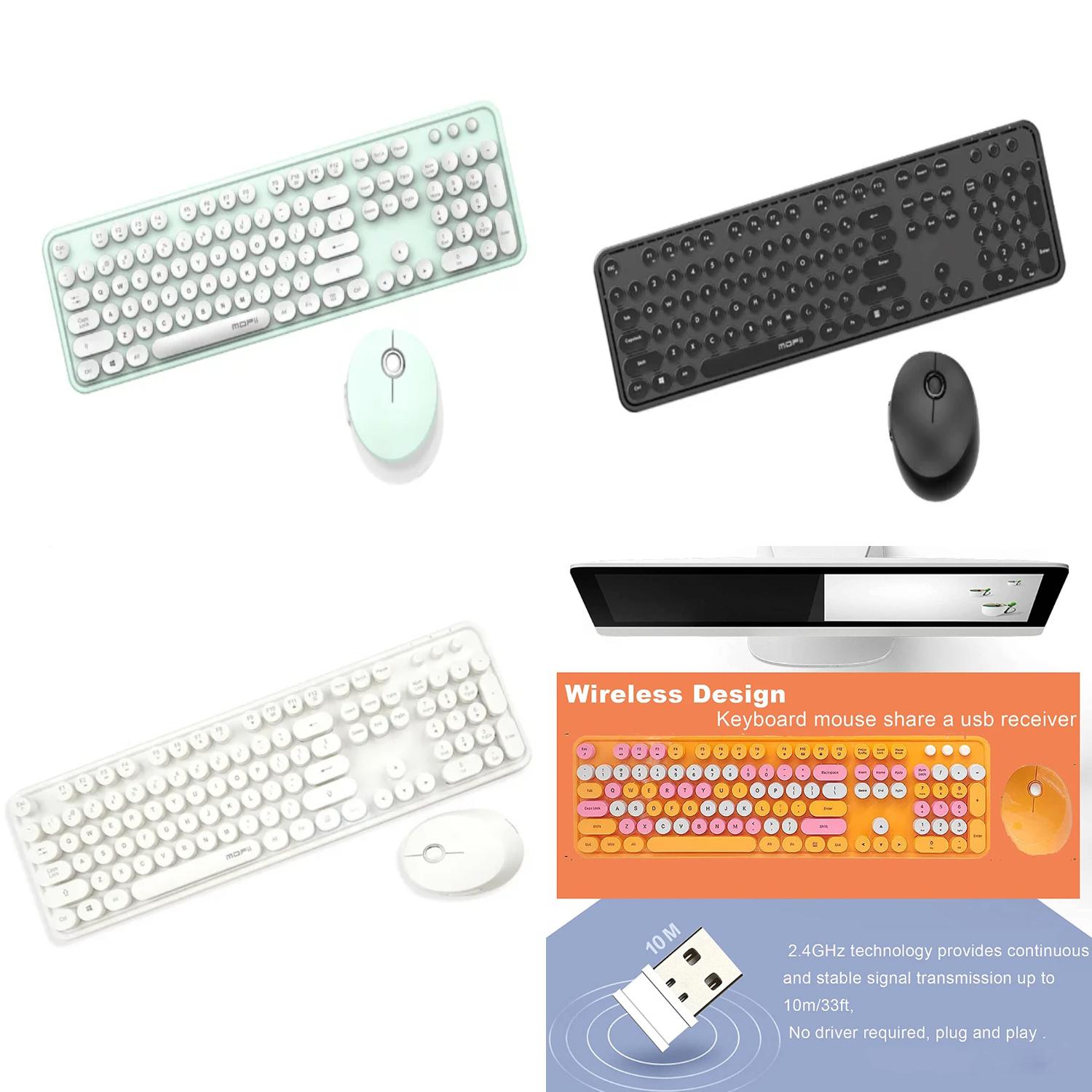 DUMNGWH Wireless Keyboard Mouse Combo 104 Key USB Cordless Keyboard