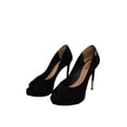thumbnail image 1 of DUMOND Plam Black Gold Metal Tip Pointed Toe Stiletto Heeled Dress Pumps (Black, 8), 1 of 1
