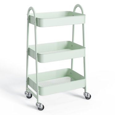 OLIXIS 3 Tier Utility Rolling Cart With Lockable Caster