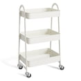 thumbnail image 1 of ZUNMOS 3 Tier Rolling Cart, Metal Utility Storage Cart with Lockable Wheels for Livingroom, Bathroom, Kitchen & Narrow Spaces, White, 1 of 9