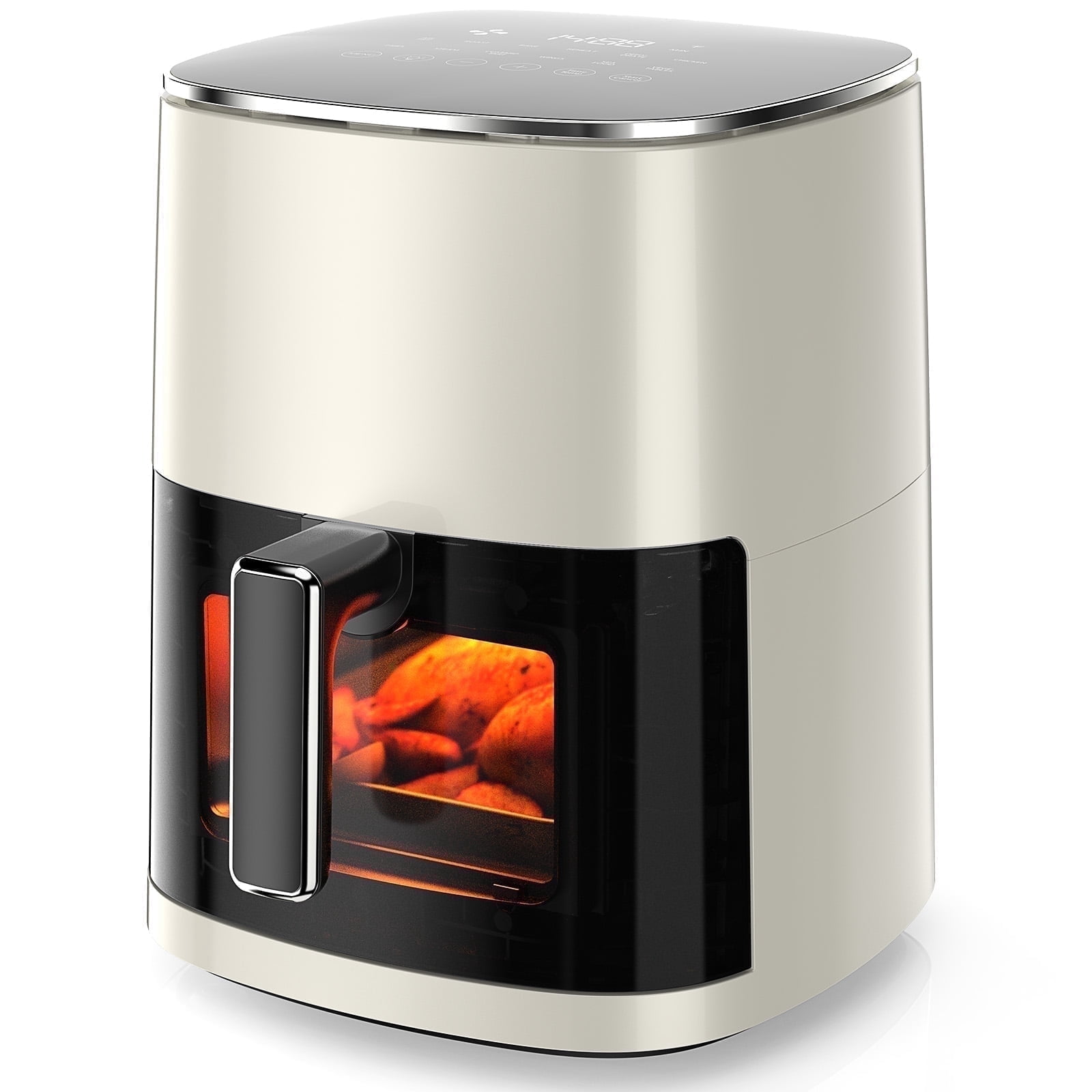CONCETTA 6 Qt Air Fryer with Window, 12-in-1 Digital Cooker for Roast, Bake, Reheat & Dehydrate, 400°F, Beige