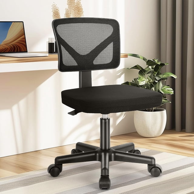 DUMOS Armless Desk Chairs with Wheels Cute Home Office Chair No Arms ...