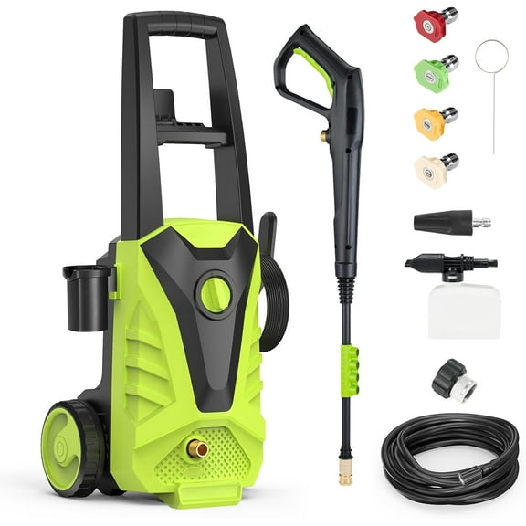 DUMOS Electric Pressure Washer, High Pressure Cleaning Machine with Foam Cannon, 2.0 GPM Power Washer with 5 Quick Connect Nozzles for Fences Decks Patios